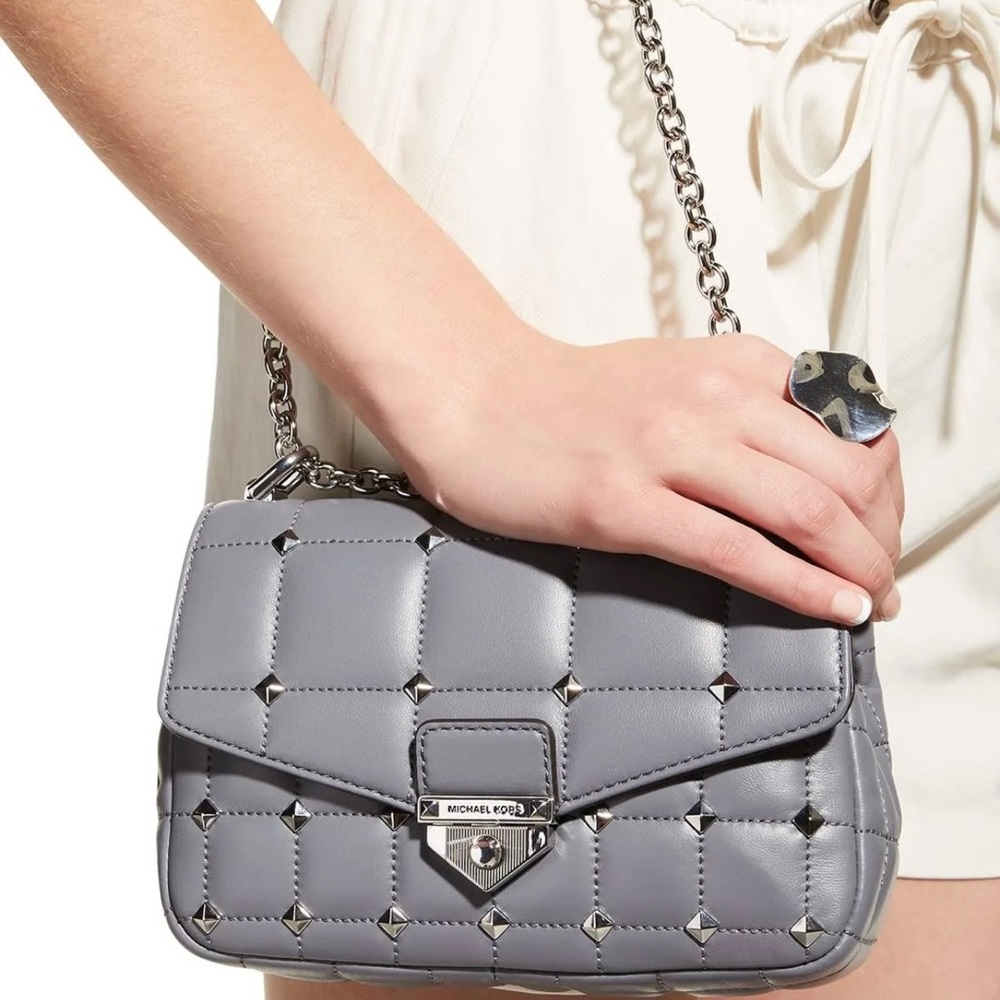 Michael Michael Kors Soho Small Chain Leather Shoulder Bag - Heather Grey